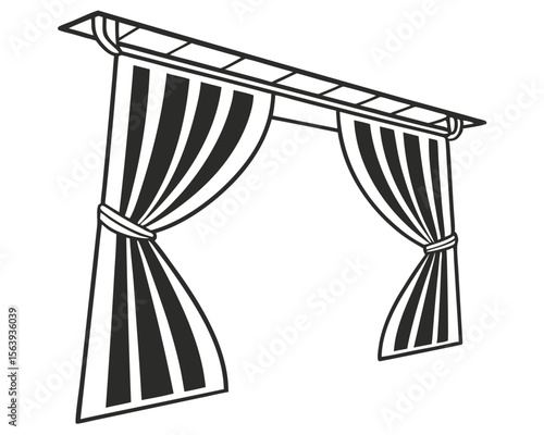 Elegant black and white striped curtains adorning a window and creating a welcoming interior.