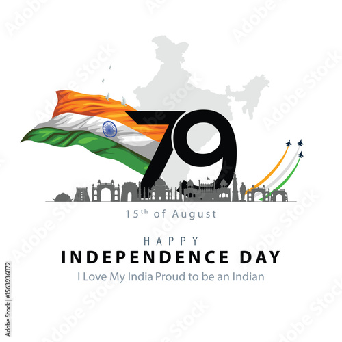 15th august happy independence day India 78 years logo greetings. abstract vector illustration design.