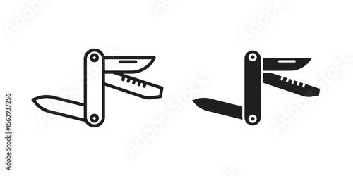 Swiss Knife icon solid style. Flat vector illustration.