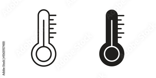 Thermometer icon solid style. Flat vector illustration.