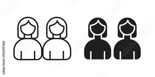 Twin icon solid style. Flat vector illustration.