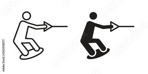 Wakeboarding icon solid style. Flat vector illustration.