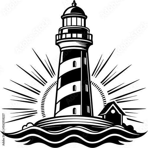 lighthouse silhouette vector illustration