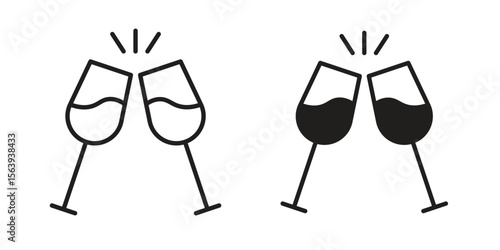 Wine toast icon solid style. Flat vector illustration.