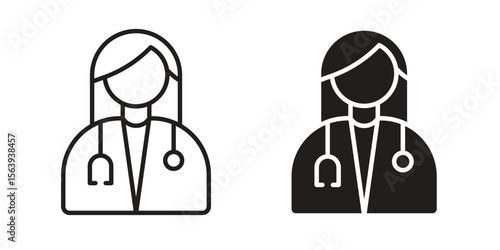 Woman Doctor icon solid style. Flat vector illustration.