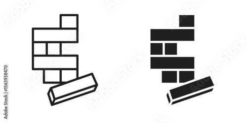 Wooden block icon solid style. Flat vector illustration.
