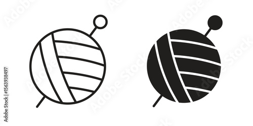 Wool ball icon solid style. Flat vector illustration.
