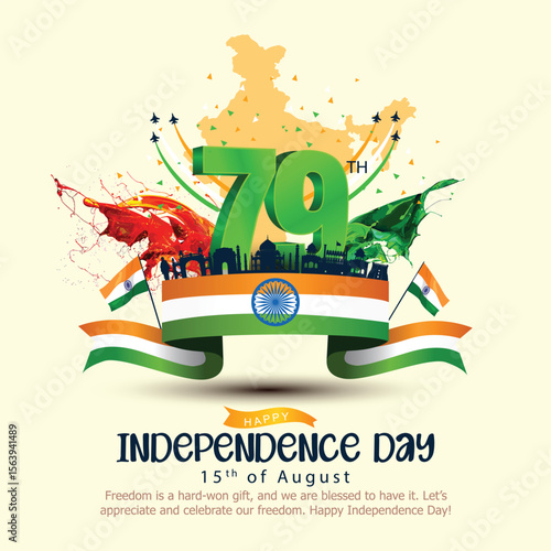 15th august happy independence day India 78 years logo greetings. abstract vector illustration design.