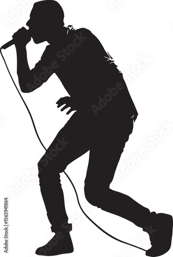 Singer Silhouette Vector Illustration on Transparent Background