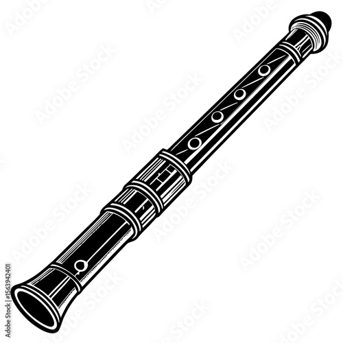 wooden flute isolated on white background