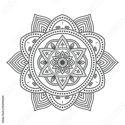 Circular Decorative pattern art of a mandala. Henna tatoo mandala Design. Mehndi style art. oriental style Coloring book page illustration