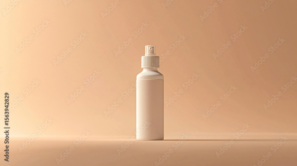 Minimalist Empty Spray Bottle on Soft Brown Background Minimalist Empty Spray Bottle on Soft Brown Background