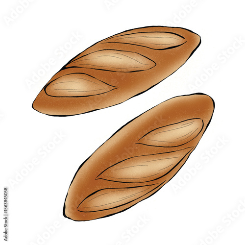 Loaf of White Bloomer Breads Vector