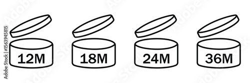 PAO Icon Set – Cosmetic Expiration Period After Opening Symbols Collection