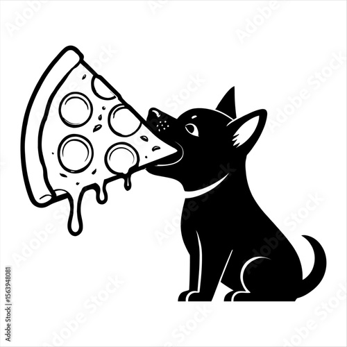 Dog eating  from bowl happily different style t-shirt design