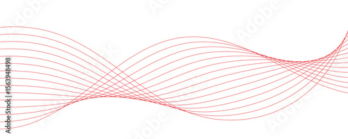 Red Waves Flowing Across a White Backdrop