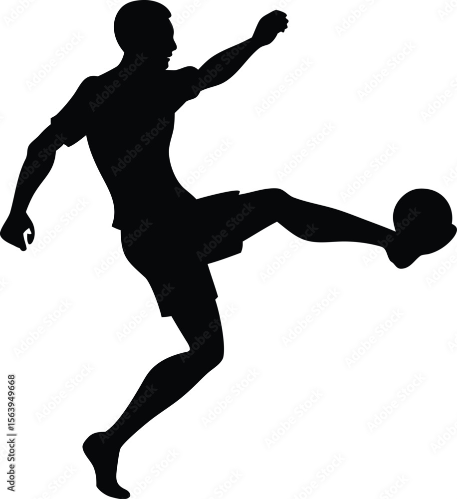 Obraz premium Football player silhouette vector illustration showing a dynamic athlete in action