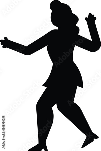 Girl and woman silhouette vector illustration showing dancing and active poses
