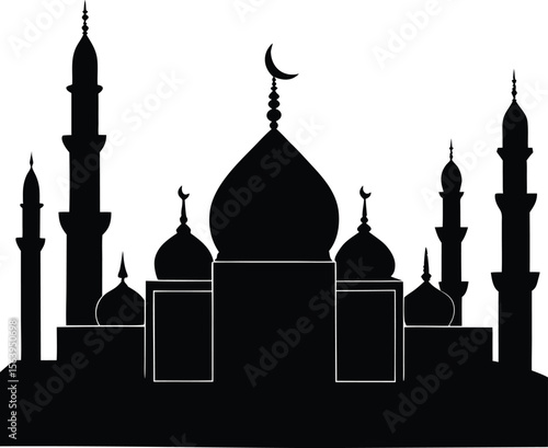 Taj Mahal silhouette vector illustration of iconic Indian monument