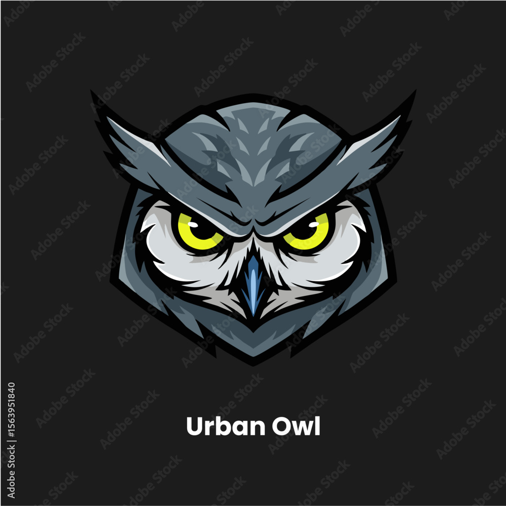 Obraz premium Urban Owl Mascot Logo Flat Vector Night Watcher Design