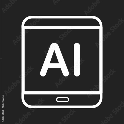 Free Download AI Tablet ICON in black and white background –A Smart Digital Device with AI Integration, Vector sign, Symbol, logo illustration. Vector graphics for Presentation and other - GFXLoad