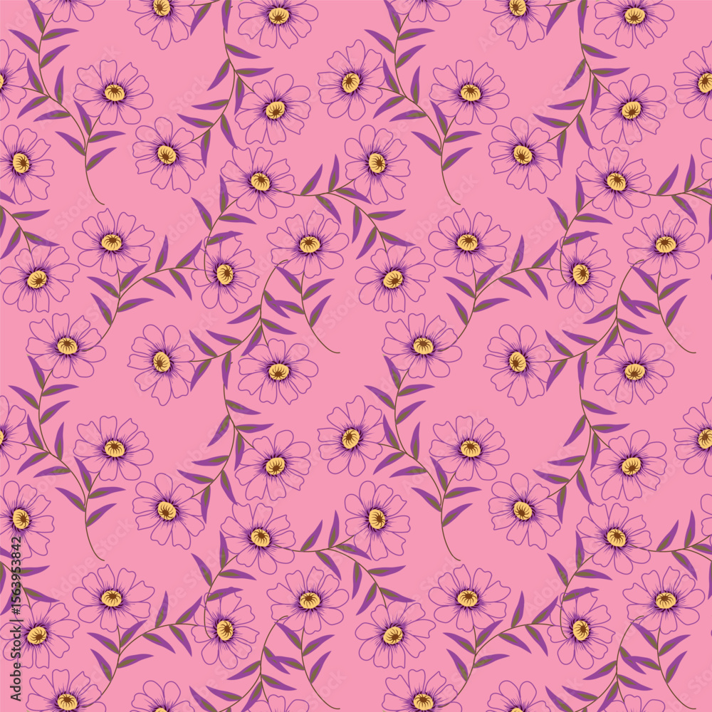 Fototapeta premium floral pattern, silhouette floral pattern, floral, vector, drawn 