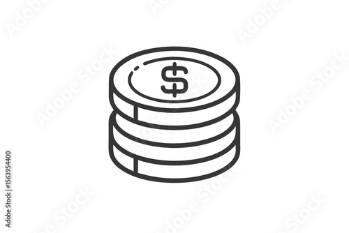 mono line coin stack finance icon