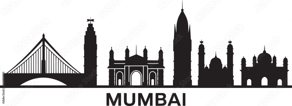 Fototapeta premium Bandra Worli Sea Link Gateway of India Chhatrapati Shivaji Terminus Mumbai Icon India Landmark