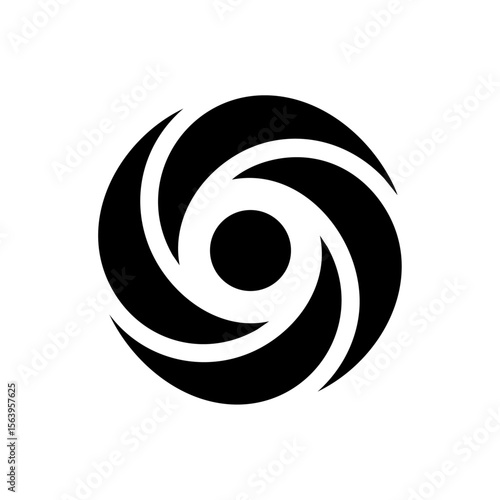 A swirling abstract logo resembling a rotating camera lens or a vortex, representing focus, surveillance, or technology.
