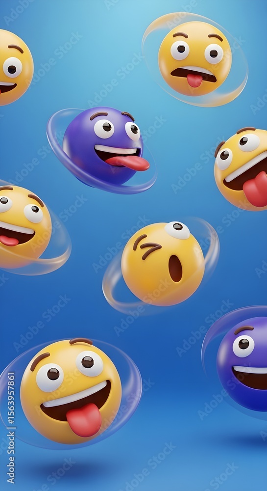 Fototapeta premium Playful Emojis on blue background