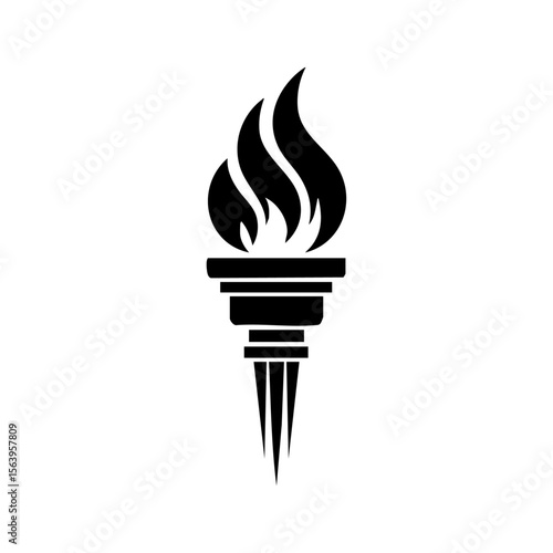 A clean black vector logo of a torch with a bold flame, representing freedom, enlightenment, leadership, or protest symbolism.

