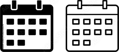 Calendar icon set. Flat schedule and appointment symbols for time management, meeting reminder, task planner, event date, deadline alert, and productivity tools