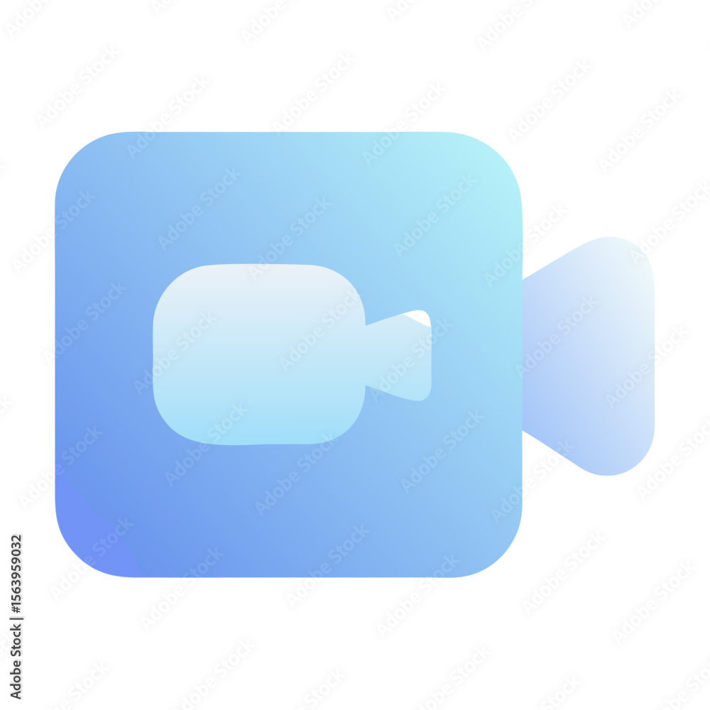 Naklejka premium Vector art of a blue gradient video camera icon isolated on transparent background