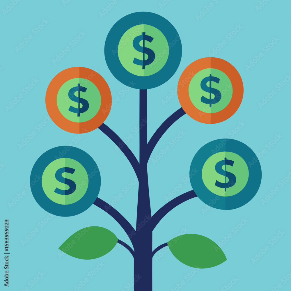Obraz premium vector illustration of a tree with arrows