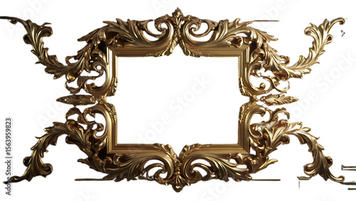 Ornate antique gold frame with elaborate baroque scrollwork and leaf motifs