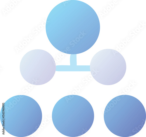 Vector art of a simple blue gradient hierarchical chart icon isolated on transparent background