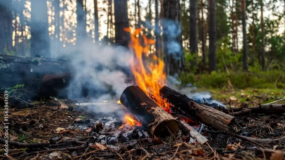 Forest campfire flames Forest campfire flames