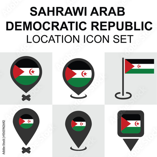 Location pin icons themed with the flag of Western Sahara, perfect for geopolitical or cultural Free Download Location pin icons themed with the flag of Western Sahara, perfect for geopolitical or cultural - GFXLoad