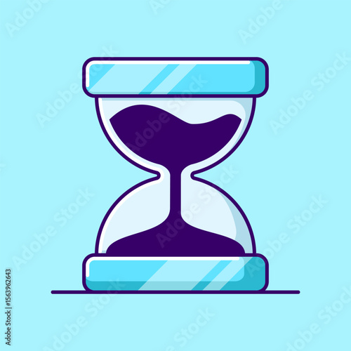 Hourglass timekeeper. Colorful cartoon hourglass with sand flowing, symbolizing time passing and countdown.