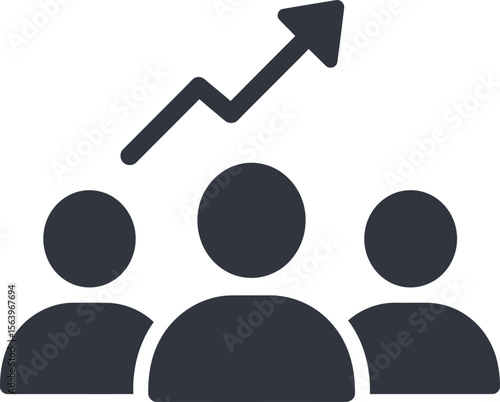 Team growth, upward trend, increasing success, collective progress, people rising.