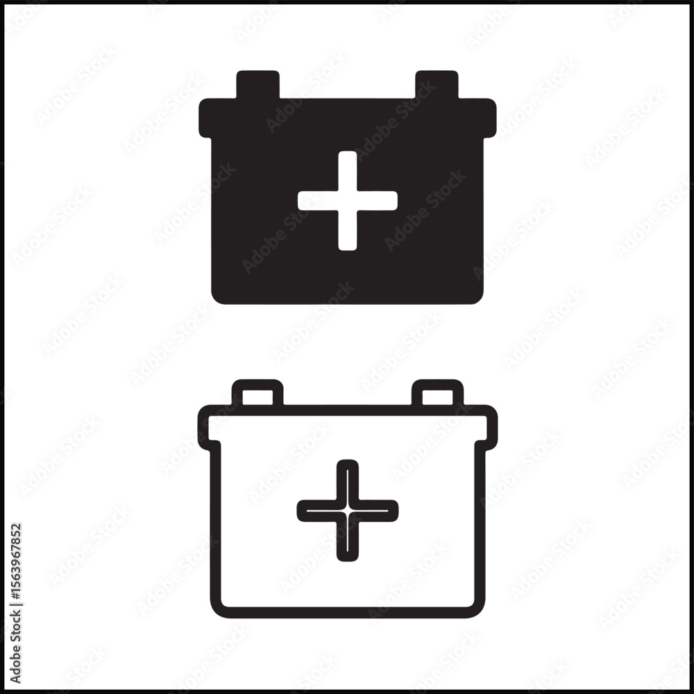 Obraz premium Car Battery Icon Flat Outline Vector