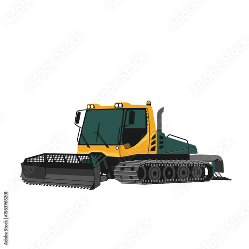 Snow groomer vehicle for ski slopes, vector icon