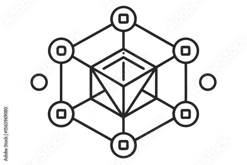 mono line vector icon decentralized network concept