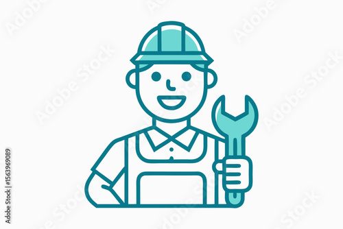 mono line vector icon gig worker holding phone