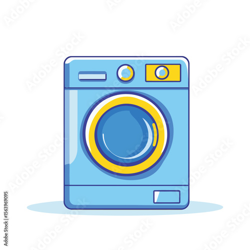 Front load washer with colorful laundry flat vector home appliance
