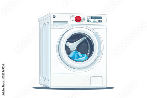Modern washing machine with laundry Illustration vector design