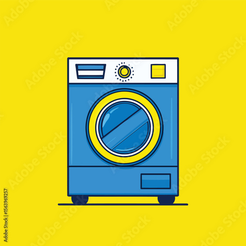 Front load washer with colorful laundry flat vector home appliance
