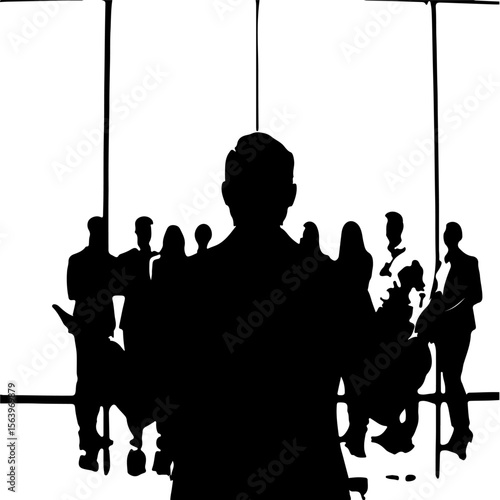 silhouettes of people in the city office