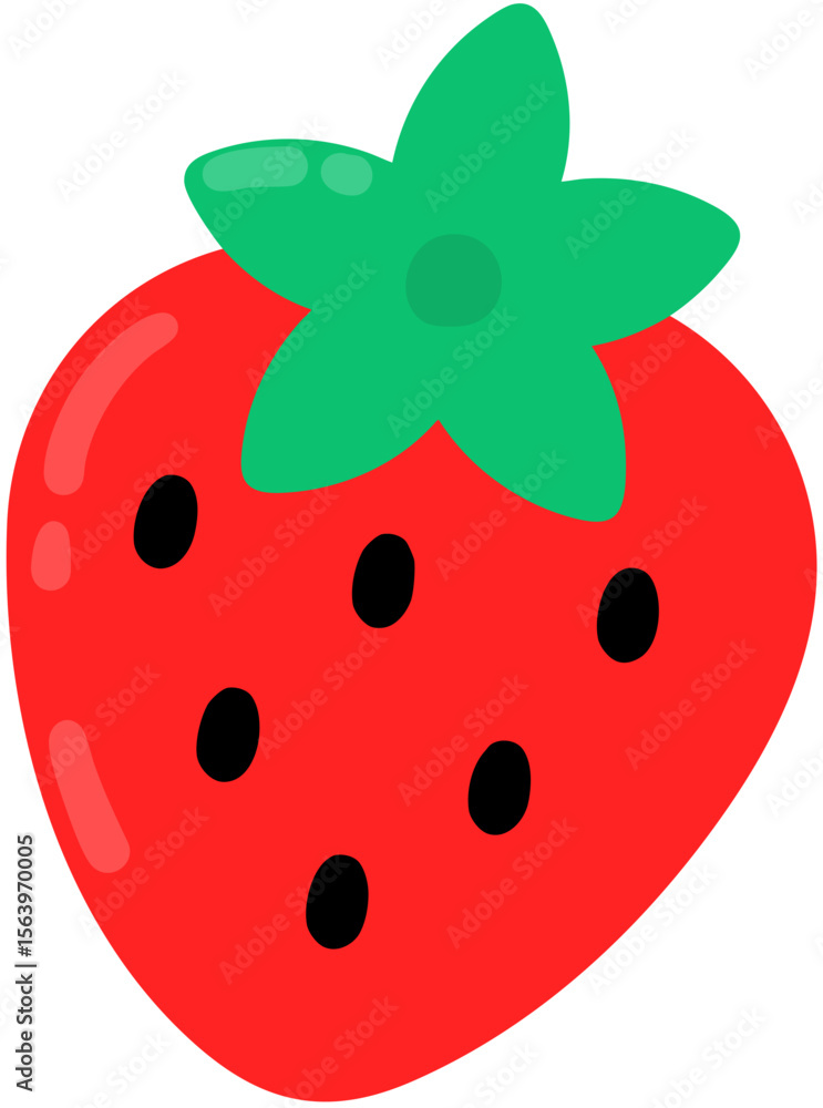 Obraz premium 여름 과일 디저트 딸기 빨간 열매 일러스트