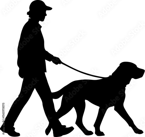 silhouette of a dog with it's owner